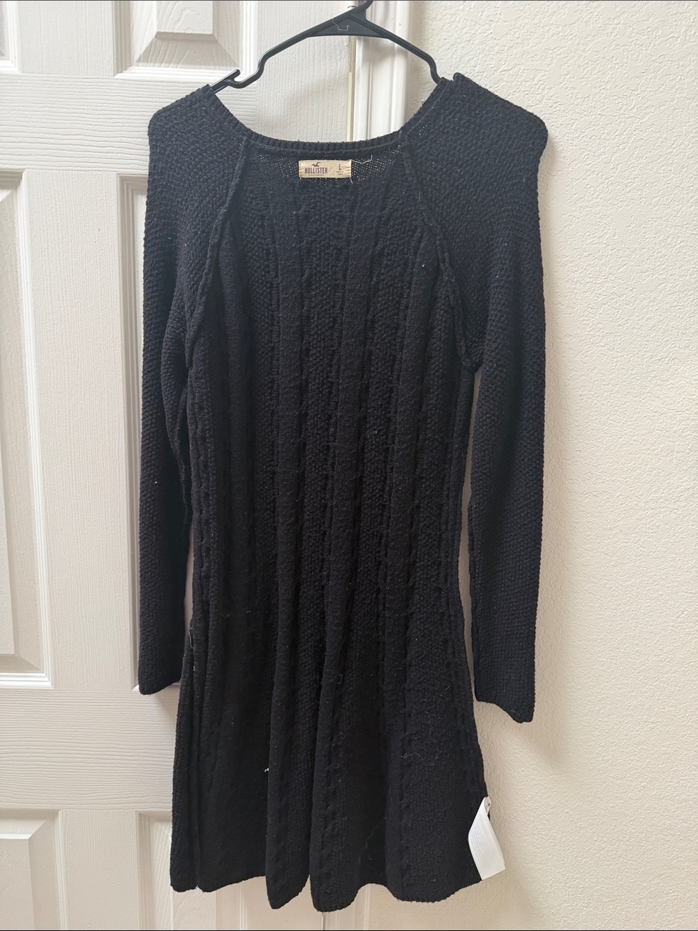 Hollister Black Cable-Knit Long Sleeve Dress